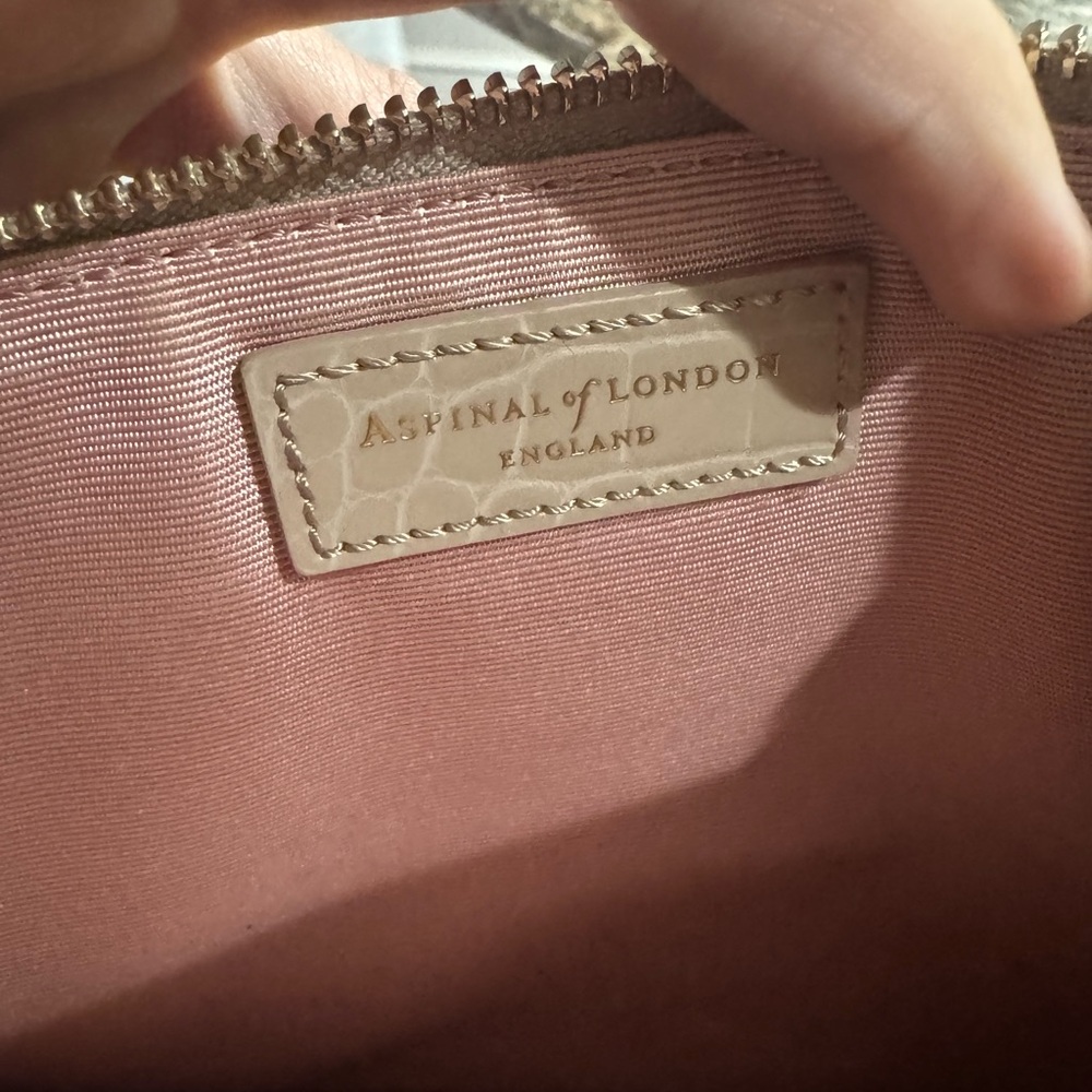 Aspinal of London Beige Crocodile Embossed Pouch - Picture 7 of 10